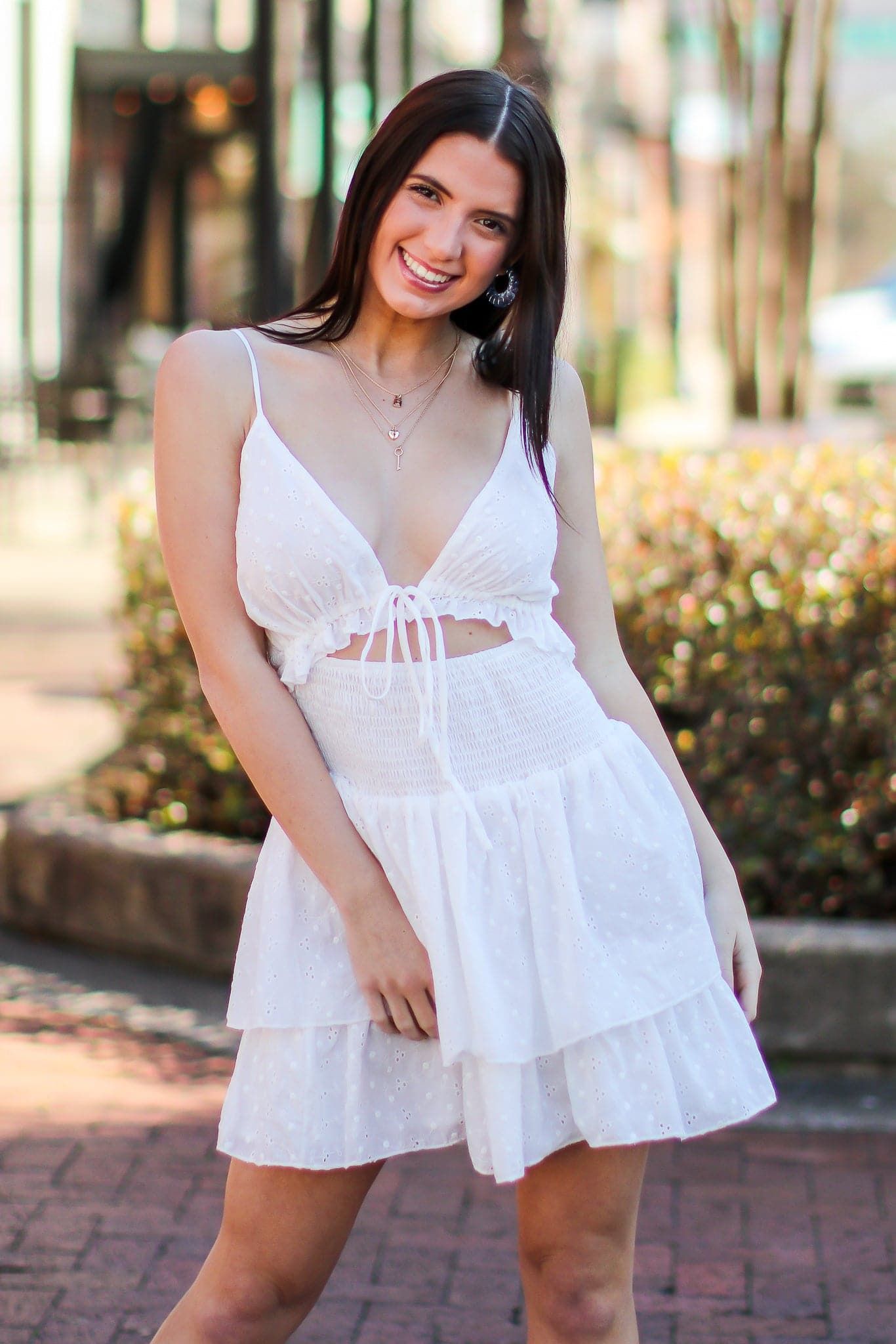 Sunny Approach Eyelet Cutout Tiered Dress - FINAL SALE sold by Madison + Mallory product image thumbnail 4