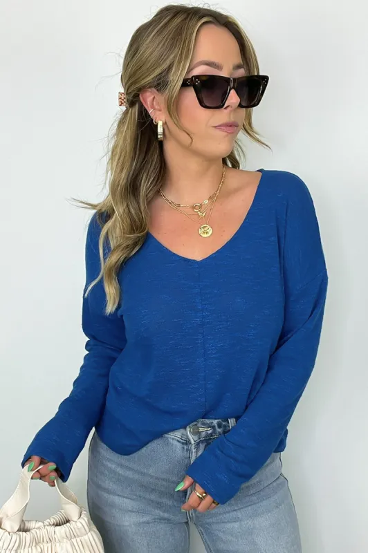 Downtime V-Neck Hacci Knit Top - FINAL SALE sold by Madison + Mallory