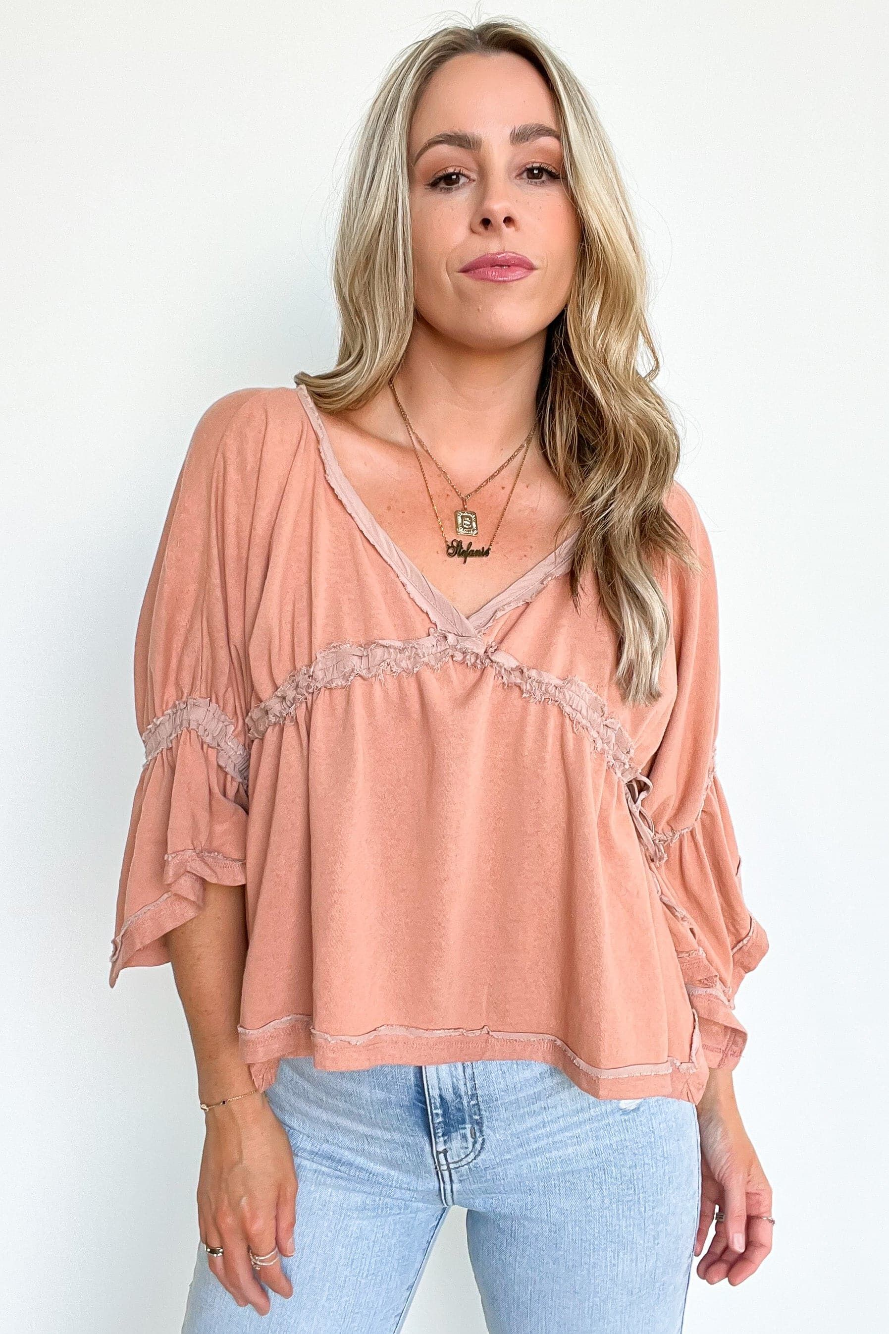 Nonie Flowy Raw Edge Top - FINAL SALE sold by Madison + Mallory