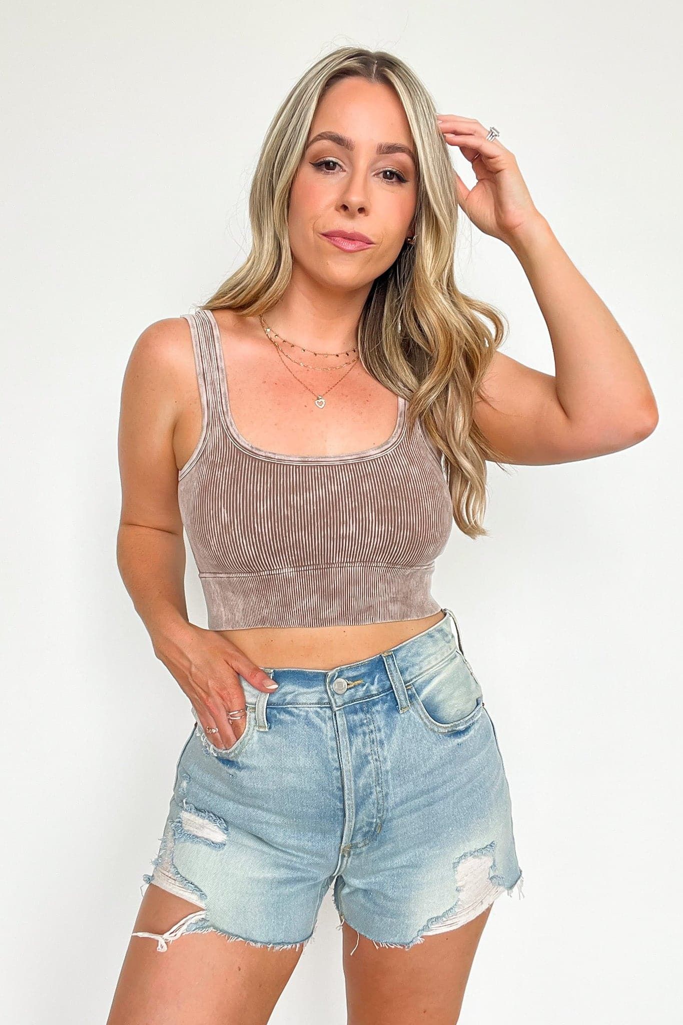 Anielle Washed Ribbed Cropped Bra Top sold by Madison + Mallory product image thumbnail 5