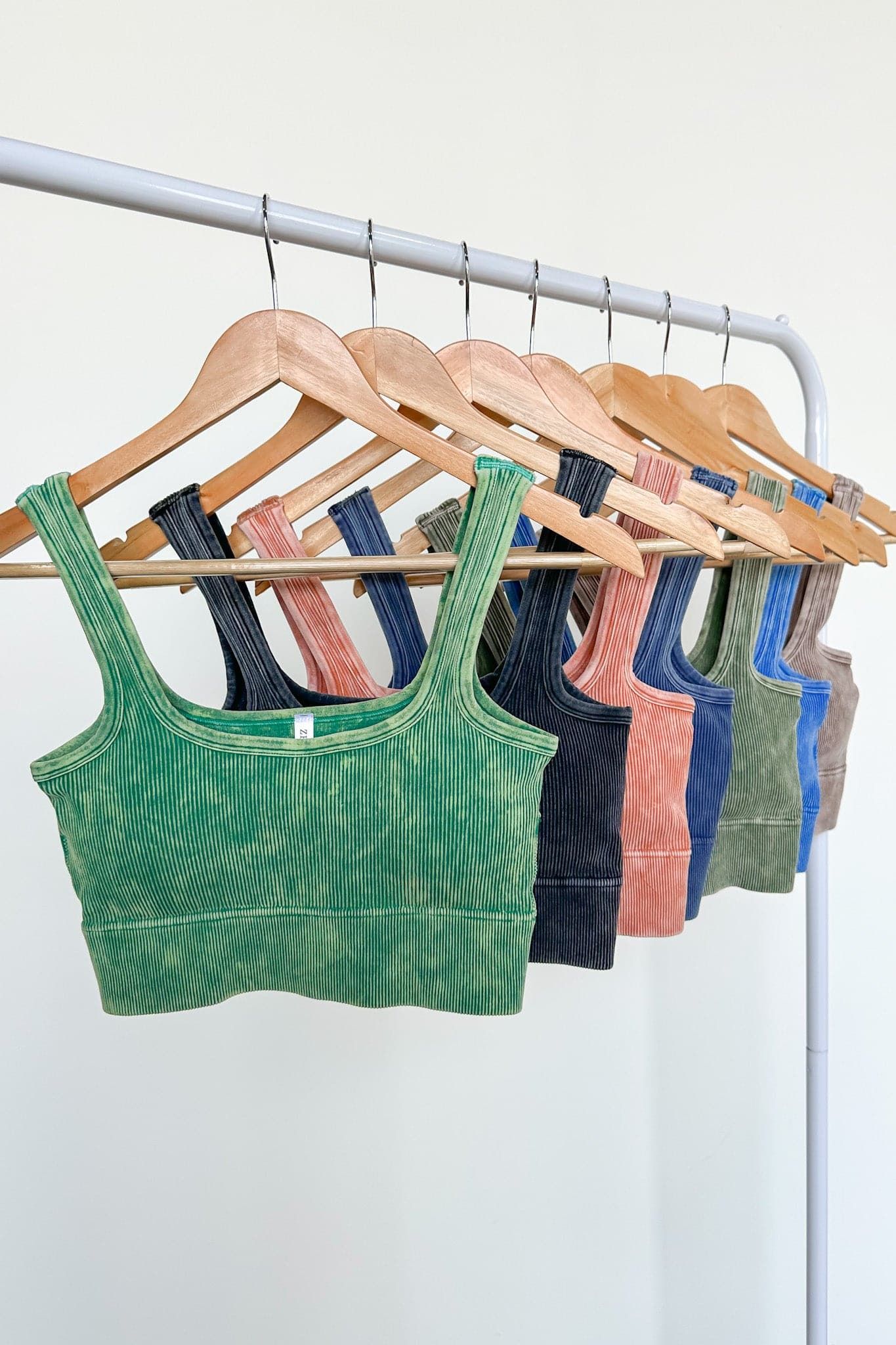 Anielle Washed Ribbed Cropped Bra Top sold by Madison + Mallory