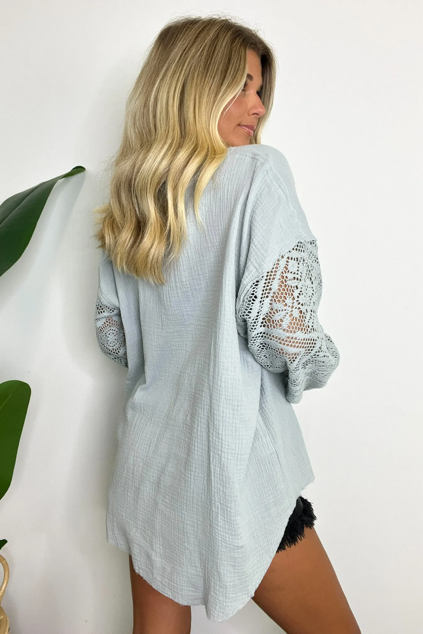 Desiree Crochet Sleeve Button Down Top - FINAL SALE sold by Madison + Mallory product image thumbnail 5