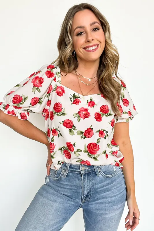 Sweetly Blooming Floral Puff Sleeve Top - FINAL SALE sold by Madison + Mallory