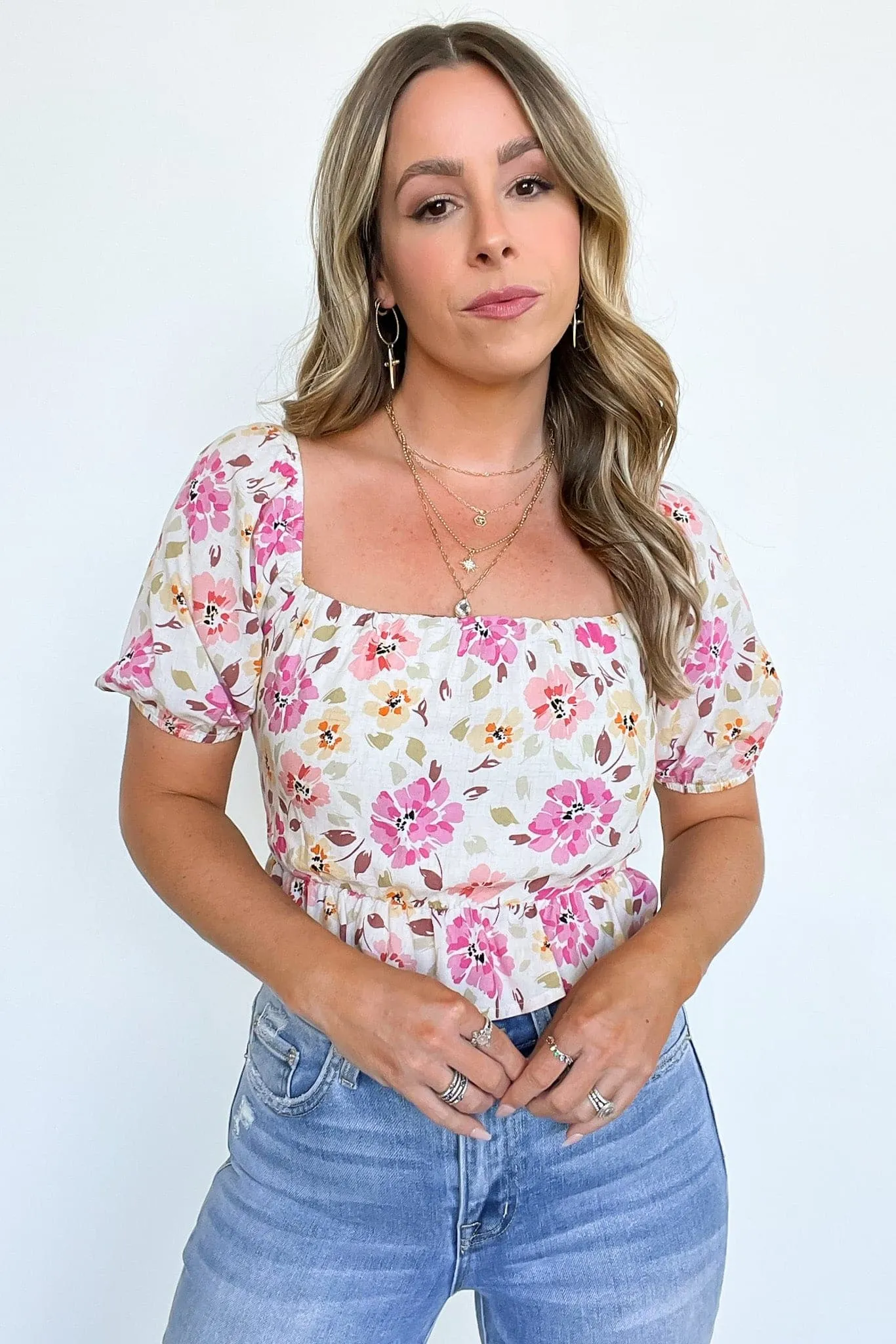 Sunshine Dreaming Floral Peplum Smocked Top - FINAL SALE sold by Madison + Mallory product image thumbnail 4