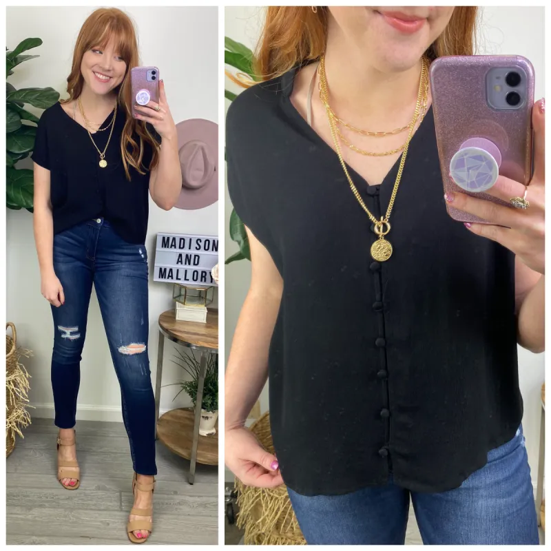 Katelynne V-Neck Button Down Top - FINAL SALE sold by Madison + Mallory