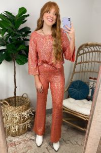 Signature Sparkle Wide Leg Sequin Pants - FINAL SALE sold by Madison + Mallory