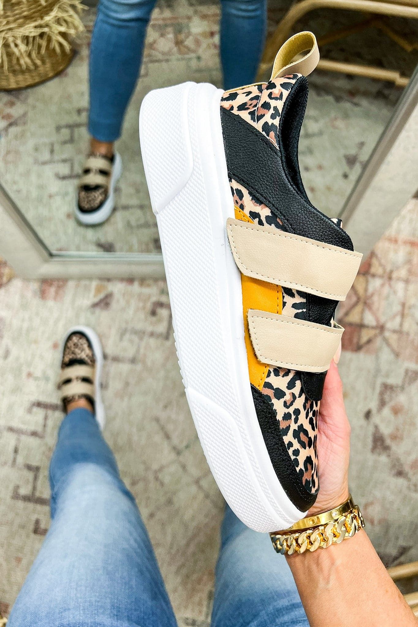 Thriving Moment Animal Print Velcro Strap Sneakers - FINAL SALE sold by Madison + Mallory