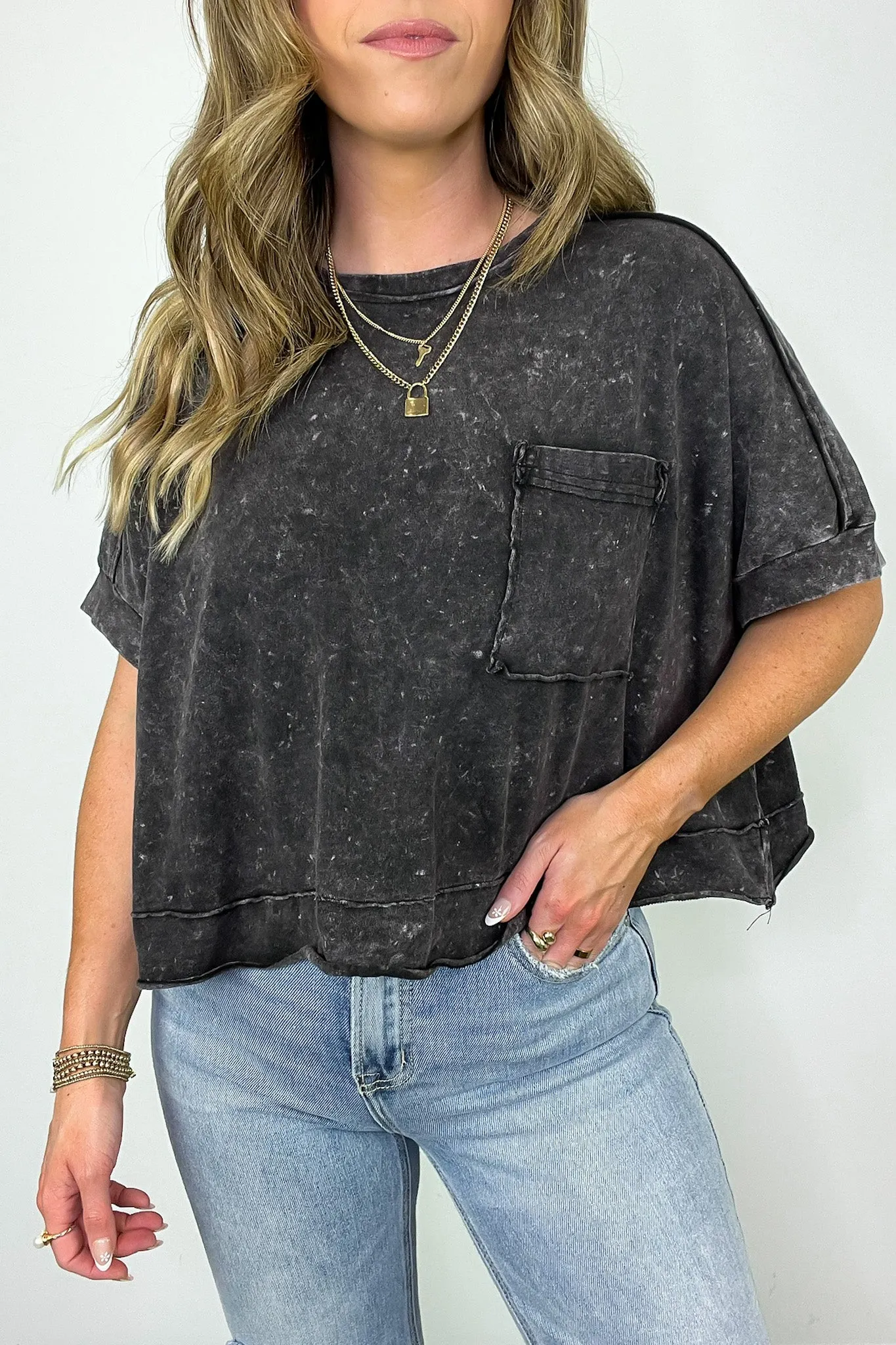 Priscillah Mineral Wash Oversized Pocket Tee - BACK IN STOCK sold by Madison + Mallory product image thumbnail 5
