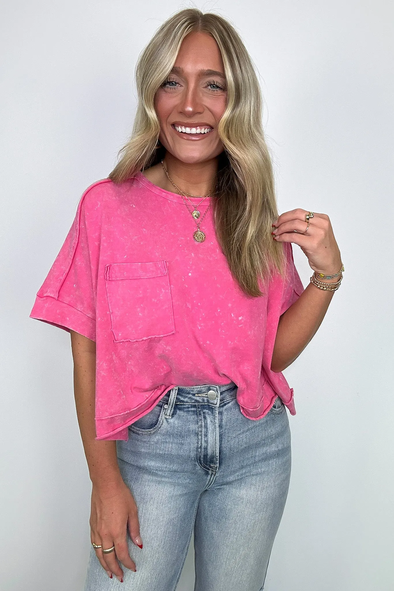 Priscillah Mineral Wash Oversized Pocket Tee - BACK IN STOCK sold by Madison + Mallory product image thumbnail 4