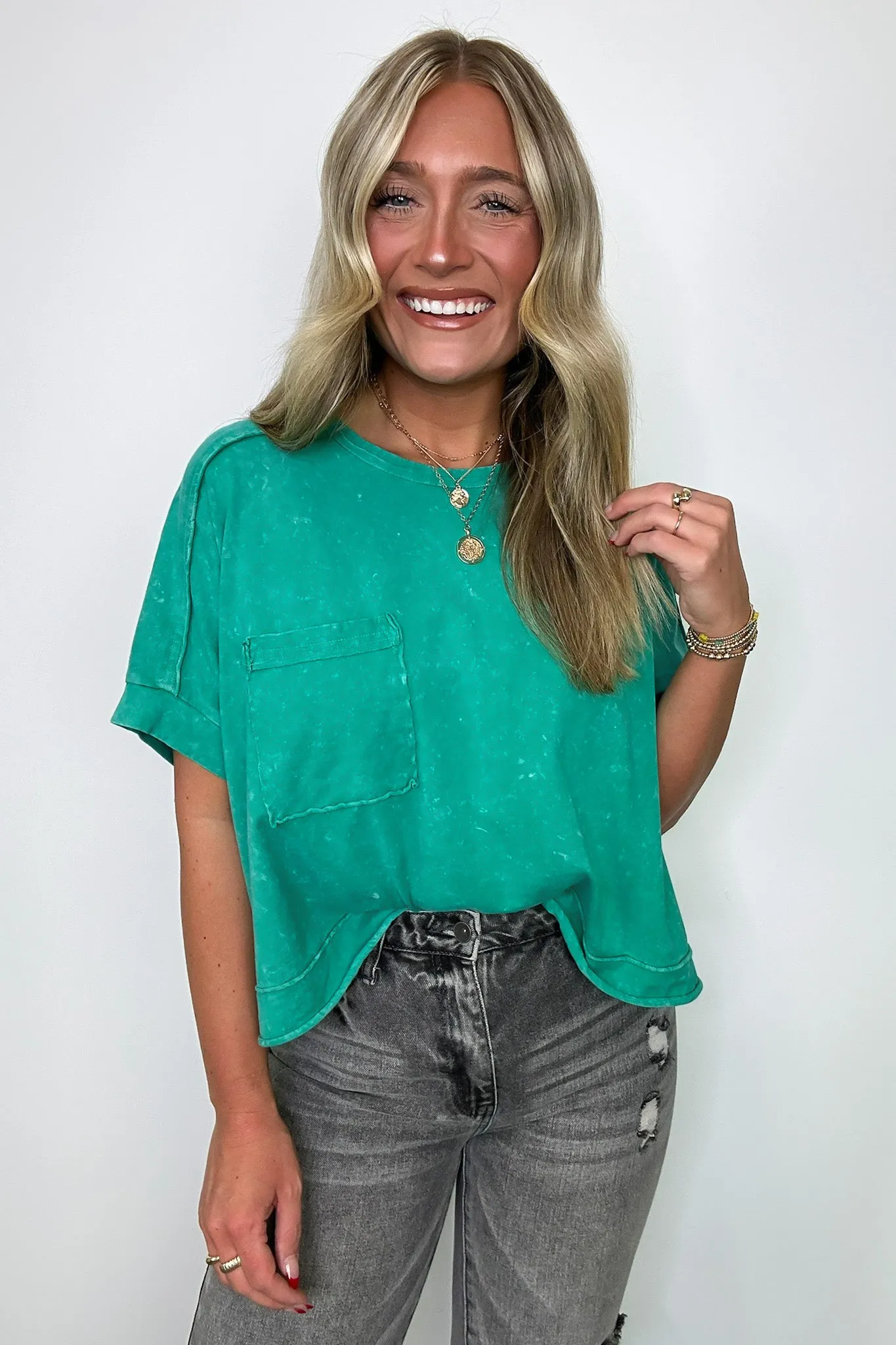 Priscillah Mineral Wash Oversized Pocket Tee - BACK IN STOCK sold by Madison + Mallory product image thumbnail 2