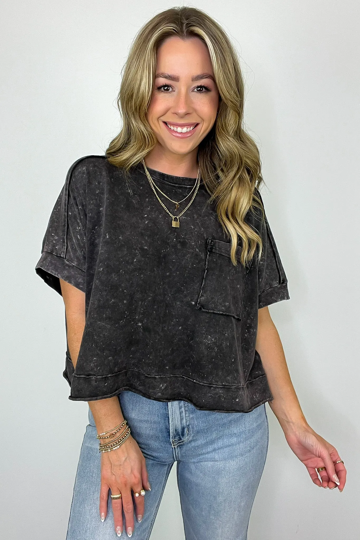 Priscillah Mineral Wash Oversized Pocket Tee - BACK IN STOCK sold by Madison + Mallory
