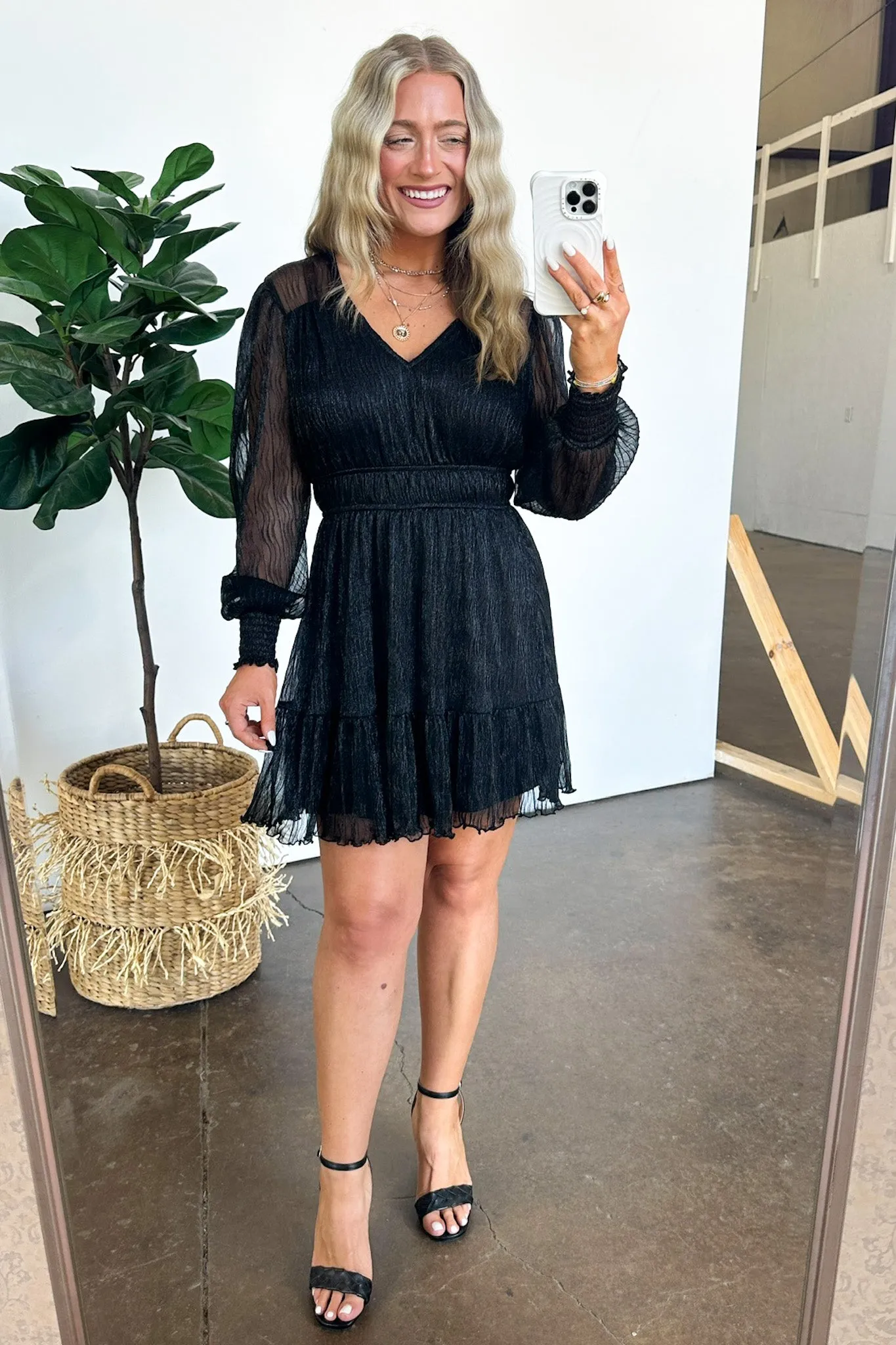 Dramatic Persona Glitter Shirred Dress - FINAL SALE sold by Madison + Mallory product image thumbnail 4