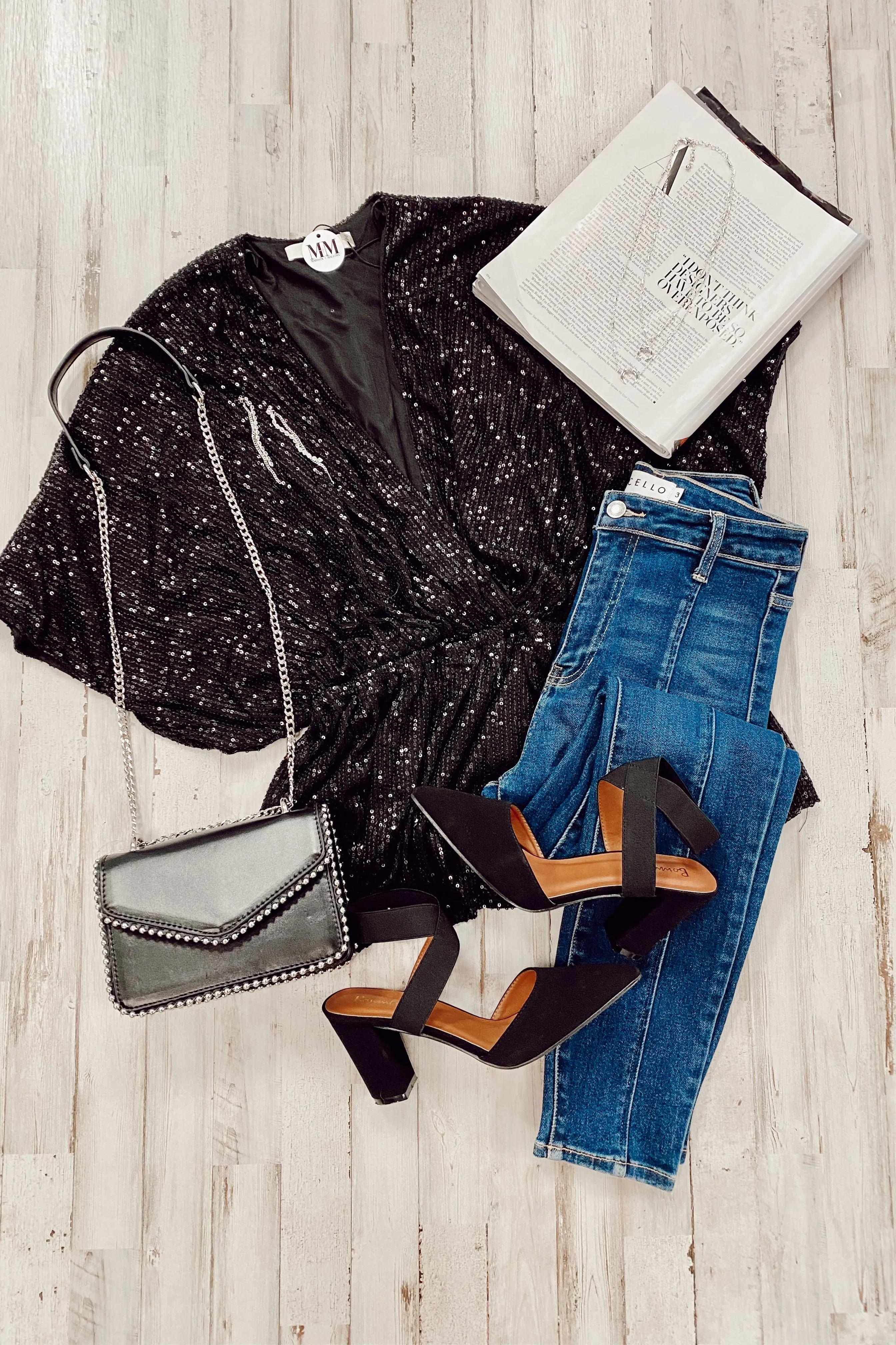 Sequins of Events V-Neck Top - FINAL SALE sold by Madison + Mallory