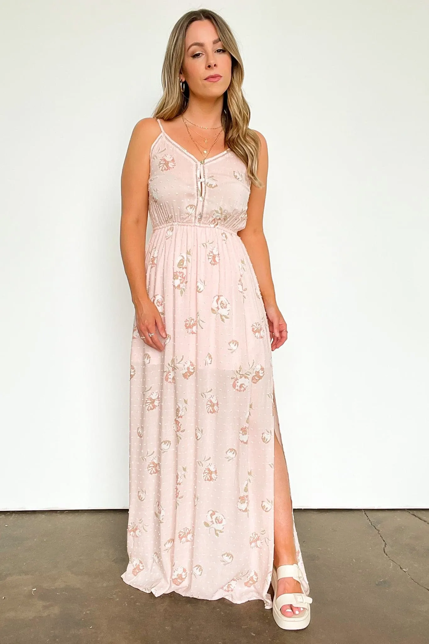 Charming Aesthetic Floral Swiss Dot Maxi Dress - FINAL SALE sold by Madison + Mallory product image thumbnail 5