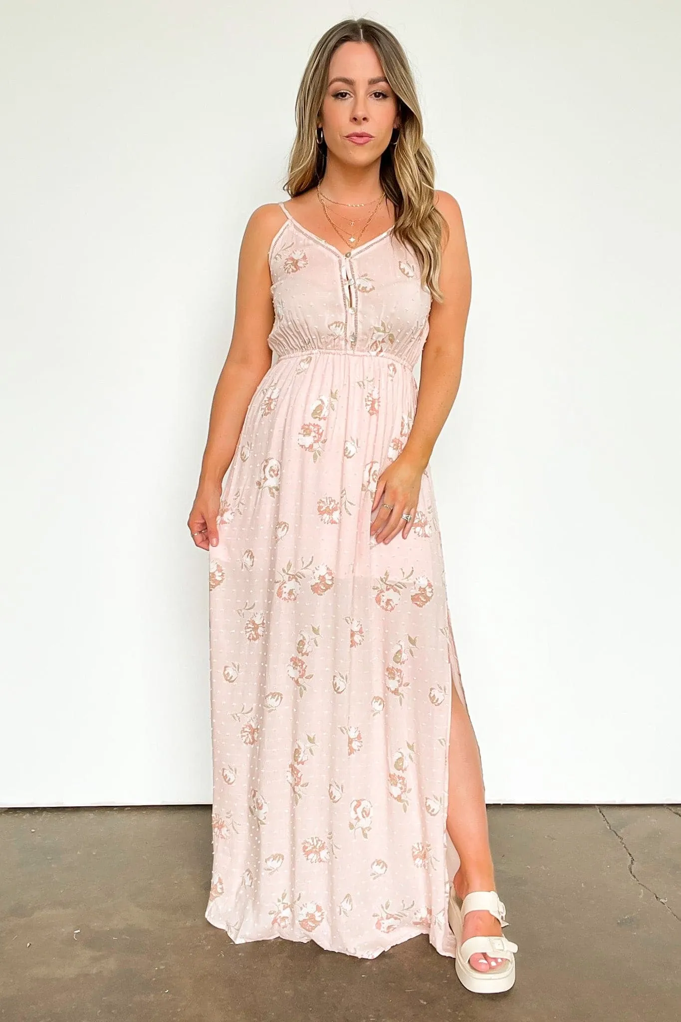 Charming Aesthetic Floral Swiss Dot Maxi Dress - FINAL SALE sold by Madison + Mallory product image thumbnail 4