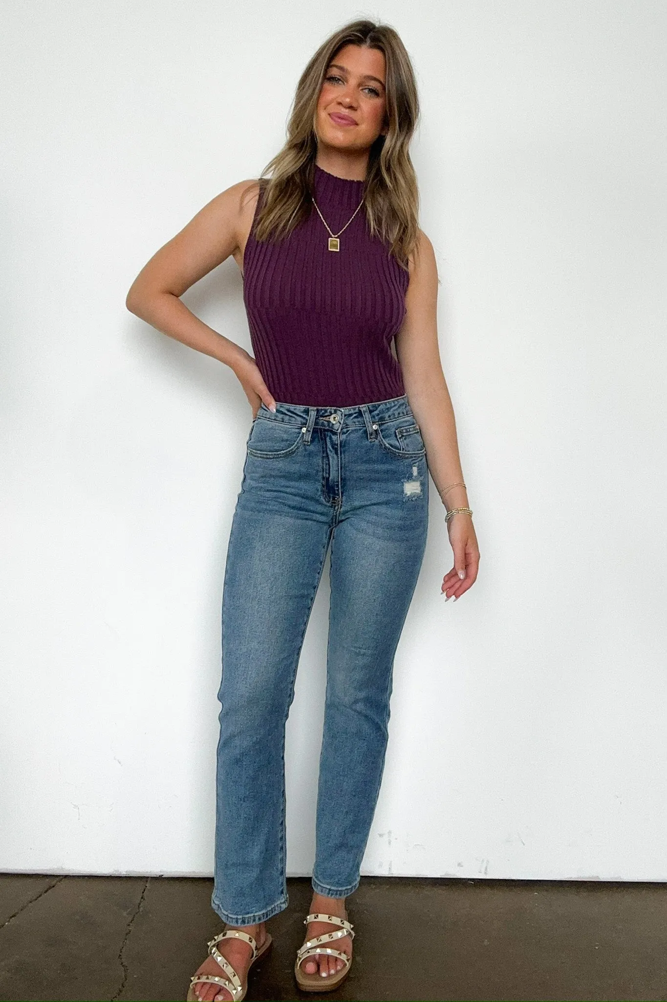 Kalina Mid Rise Slim Straight Jeans - FINAL SALE sold by Madison + Mallory
