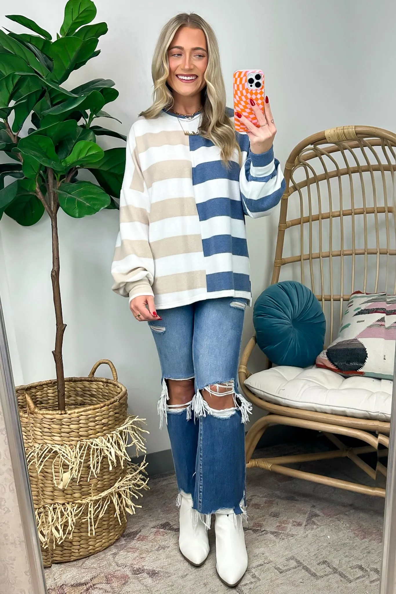 Annadale Oversized Striped Contrast Sweater - FINAL SALE sold by Madison + Mallory product image thumbnail 4