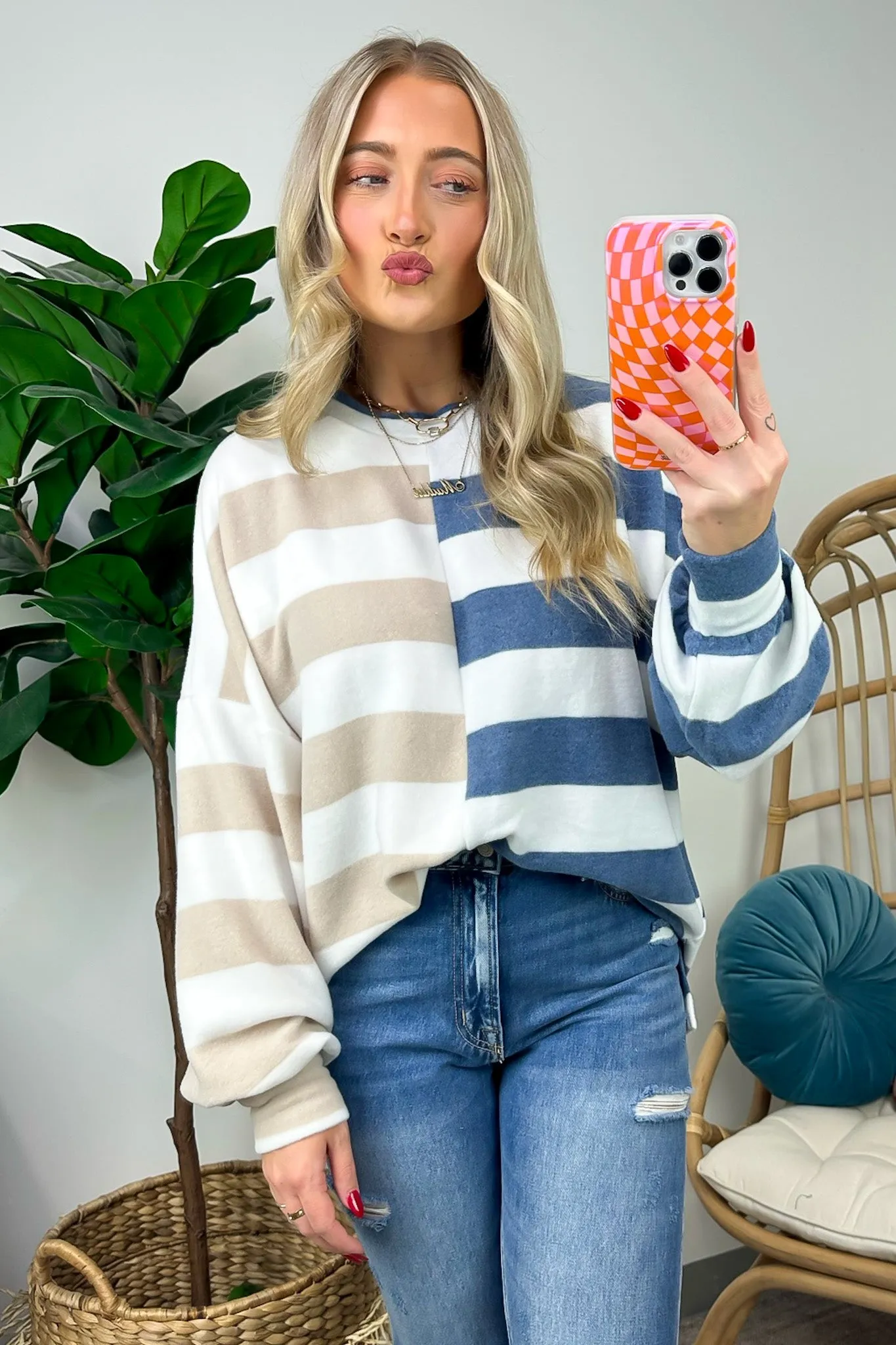 Annadale Oversized Striped Contrast Sweater - FINAL SALE sold by Madison + Mallory product image thumbnail 2