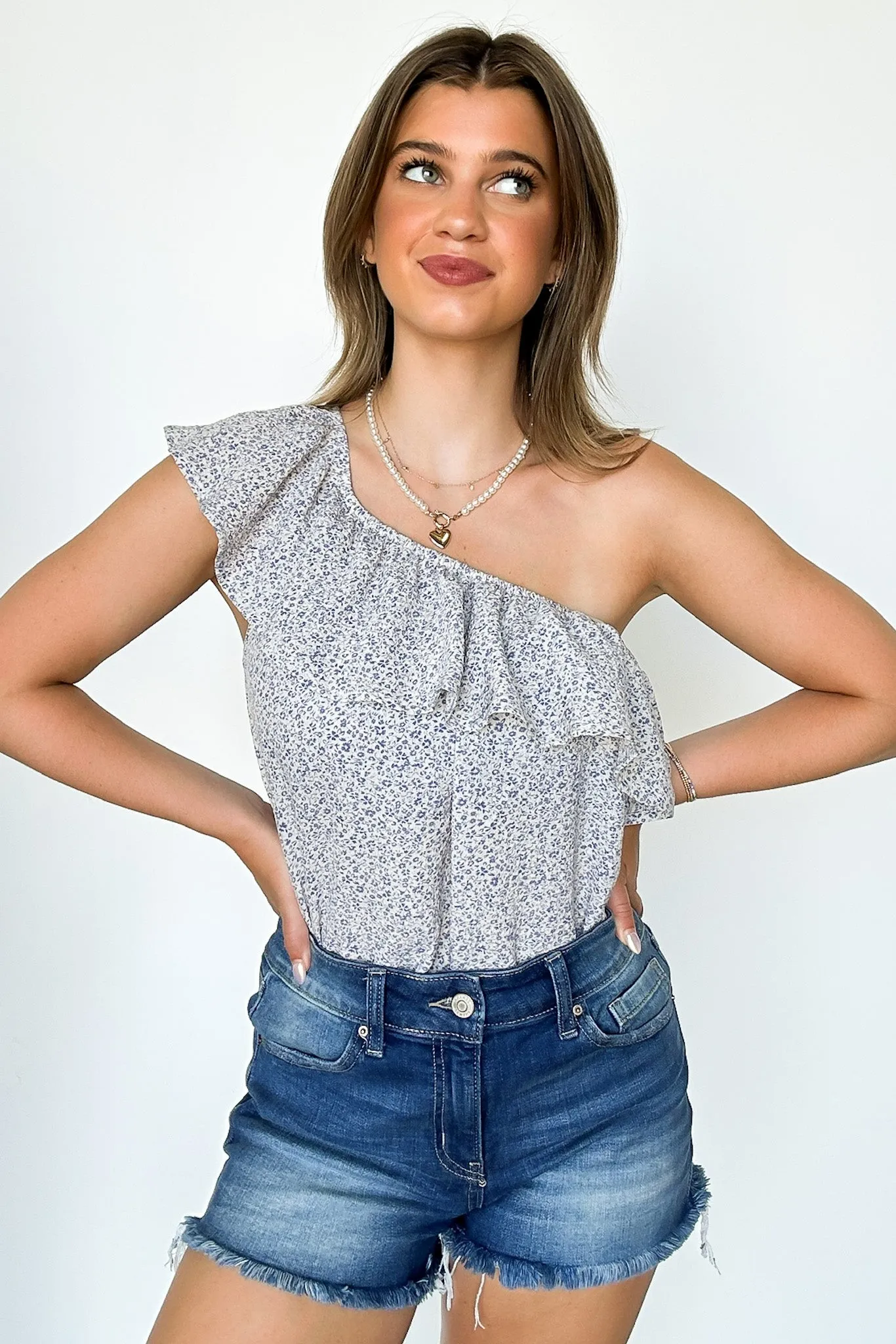 Lovely Intent Floral Ruffle One Shoulder Bodysuit - FINAL SALE sold by Madison + Mallory