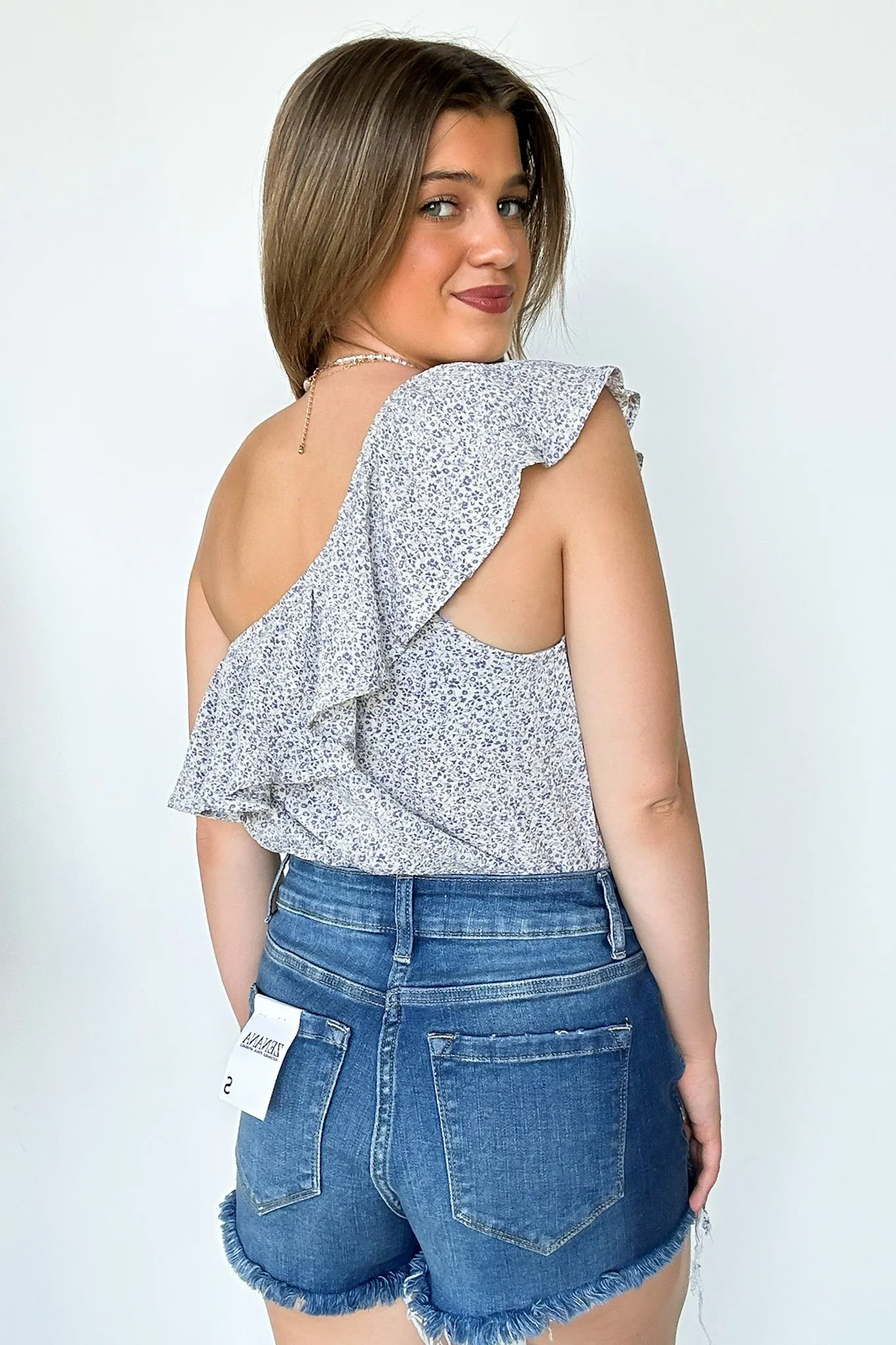 Lovely Intent Floral Ruffle One Shoulder Bodysuit - FINAL SALE sold by Madison + Mallory product image thumbnail 2