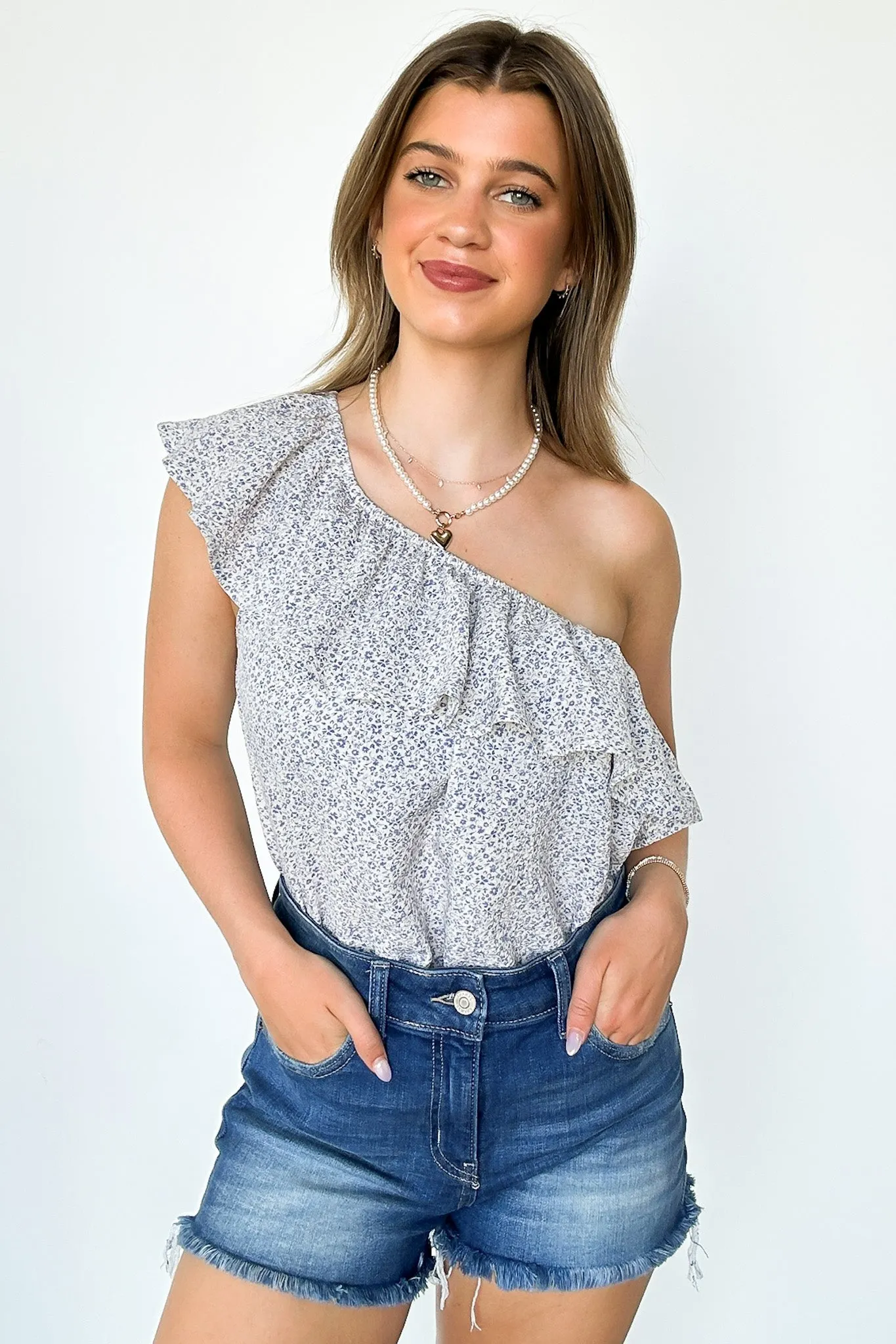 Lovely Intent Floral Ruffle One Shoulder Bodysuit - FINAL SALE sold by Madison + Mallory product image thumbnail 5