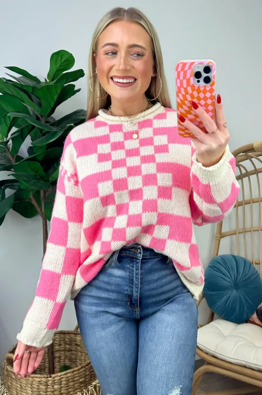 Livia Mixed Checkered Contrast Sweater - FINAL SALE sold by Madison + Mallory
