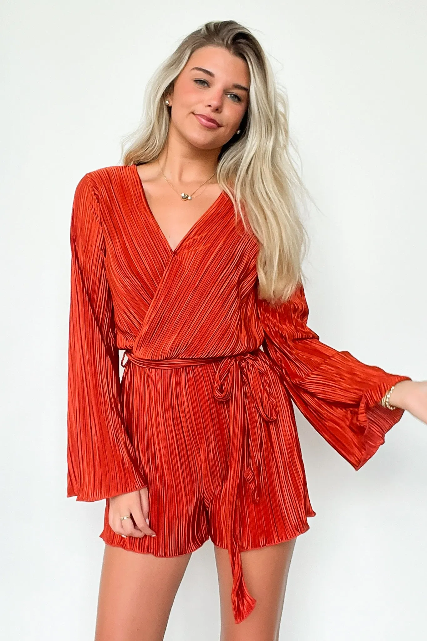 Sultry Beauty Pleated Satin Romper - FINAL SALE sold by Madison + Mallory