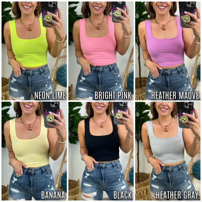 Nouvelle Square Neck Cropped Tank Top sold by Madison + Mallory