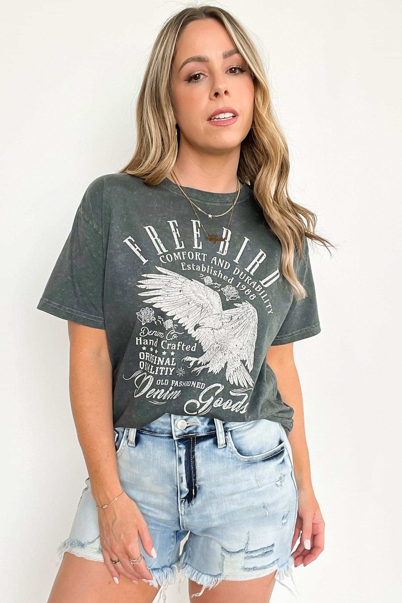 Vintage Mineral Washed Free Bird Graphic Tee - FINAL SALE sold by Madison + Mallory product image thumbnail 5