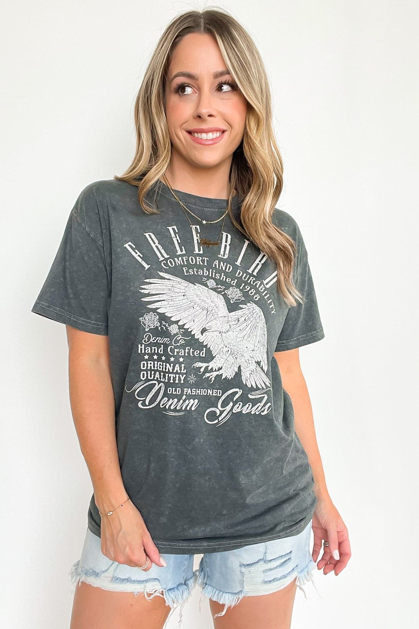 Vintage Mineral Washed Free Bird Graphic Tee - FINAL SALE sold by Madison + Mallory product image thumbnail 3