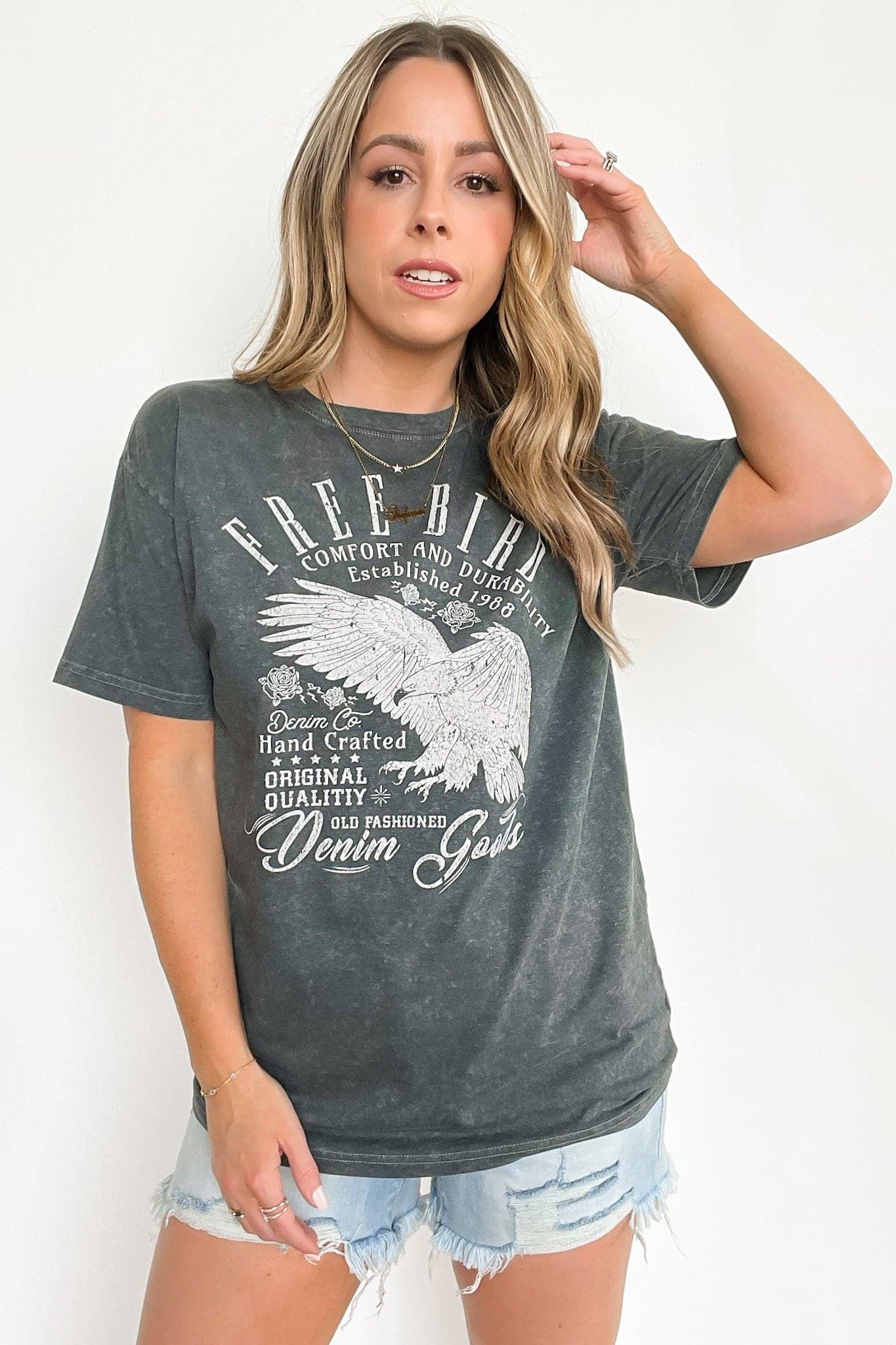 Vintage Mineral Washed Free Bird Graphic Tee - FINAL SALE sold by Madison + Mallory product image thumbnail 2