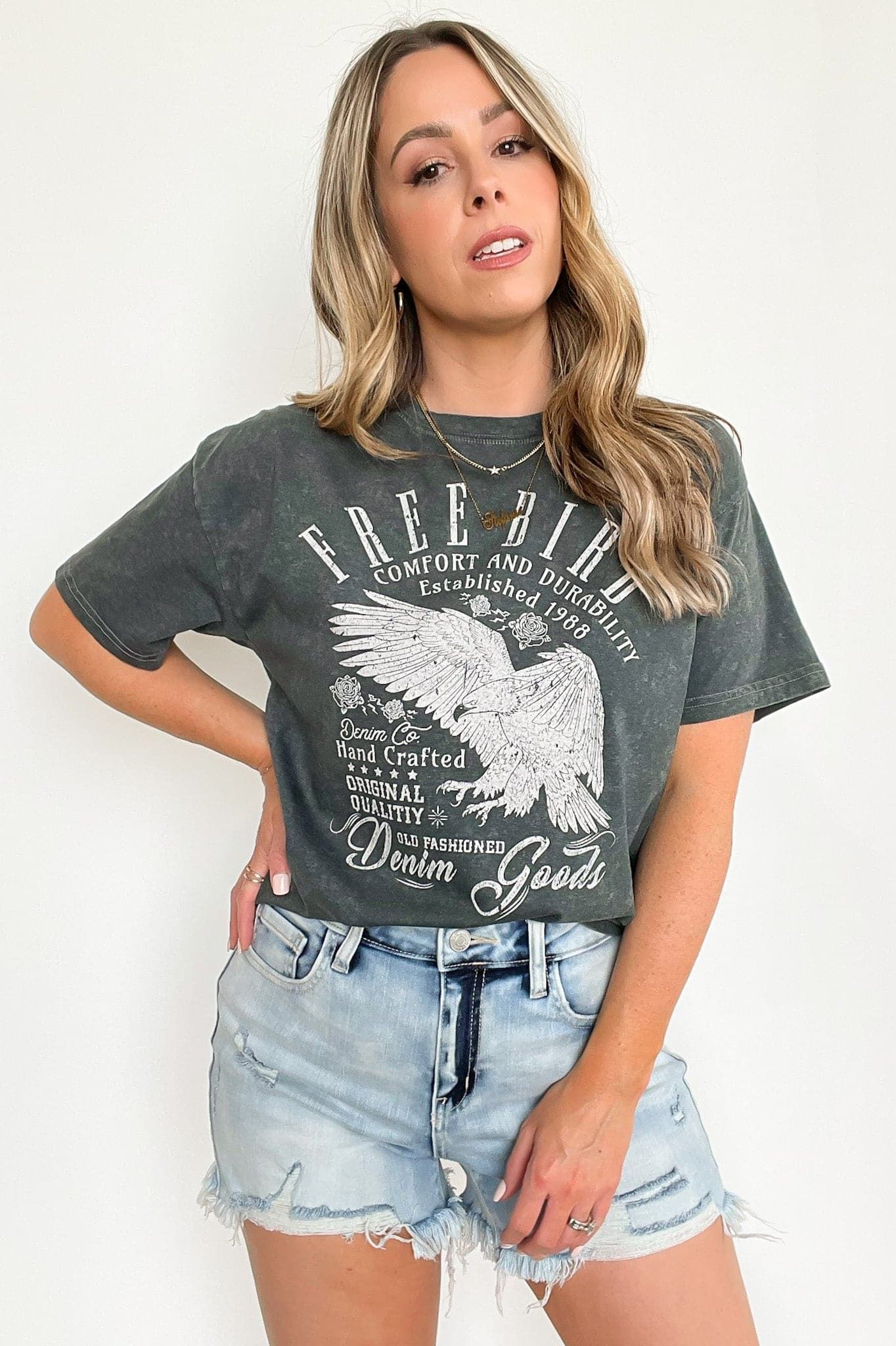 Vintage Mineral Washed Free Bird Graphic Tee - FINAL SALE sold by Madison + Mallory product image thumbnail 7