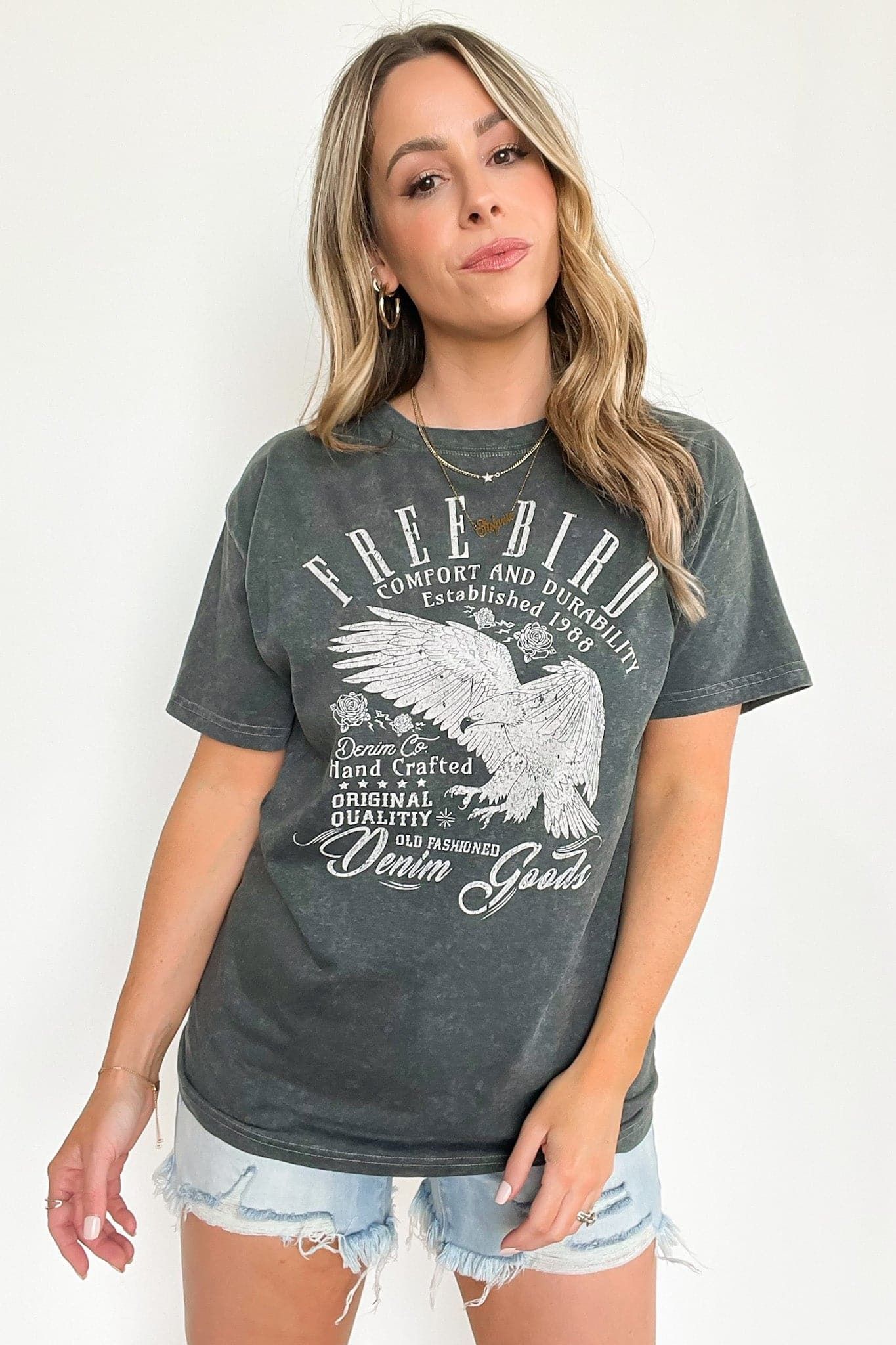 Vintage Mineral Washed Free Bird Graphic Tee - FINAL SALE sold by Madison + Mallory product image thumbnail 8