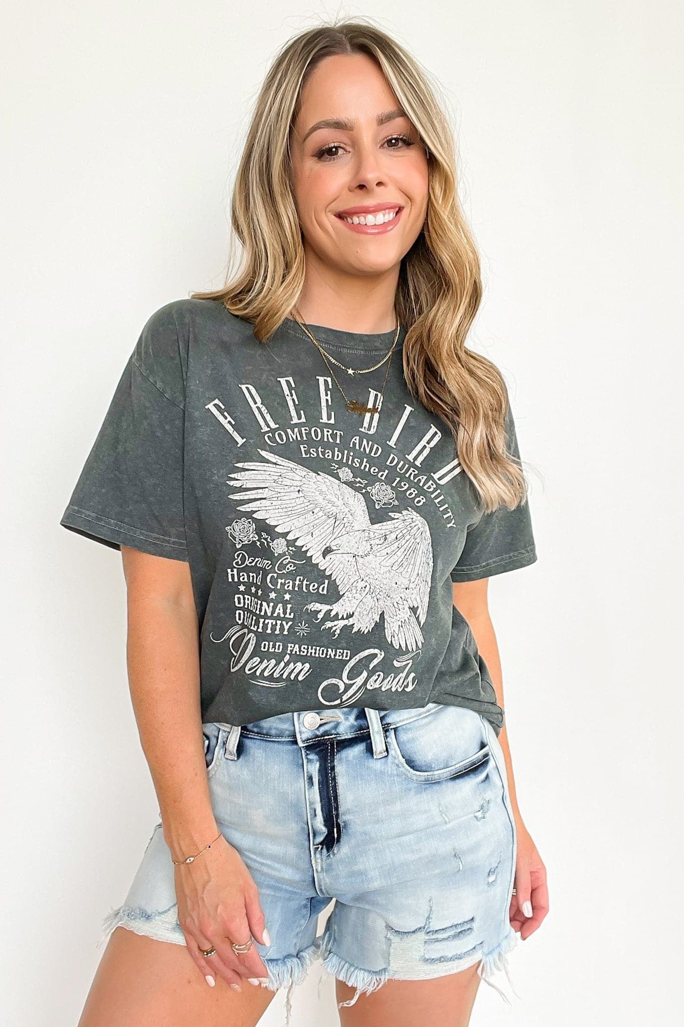 Vintage Mineral Washed Free Bird Graphic Tee - FINAL SALE sold by Madison + Mallory