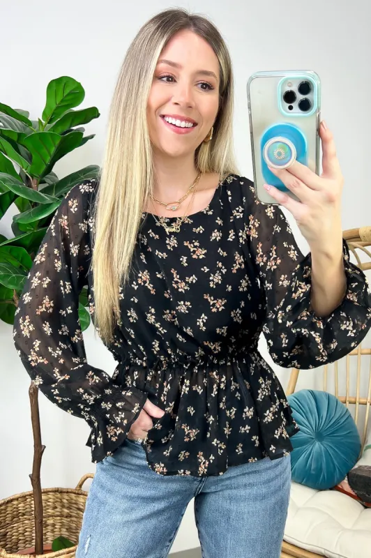 Poised Pick Floral Print Ruffle Trim Top - FINAL SALE sold by Madison + Mallory