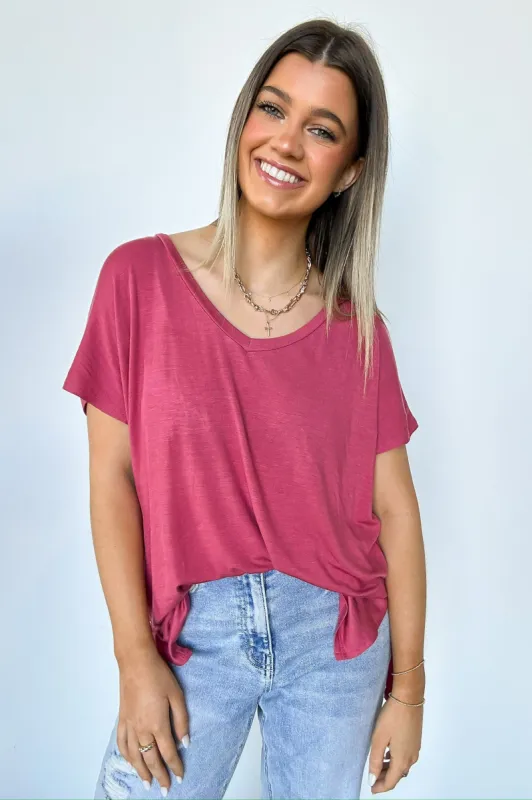 Apollo Side Slit V-Neck Relaxed Top - FINAL SALE sold by Madison + Mallory