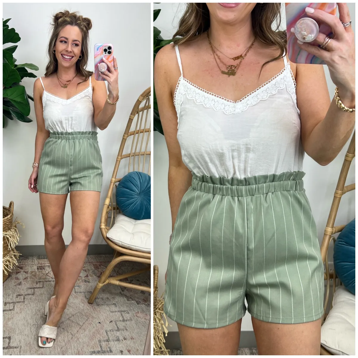 Cianna Striped Tie Strap Romper - FINAL SALE sold by Madison + Mallory