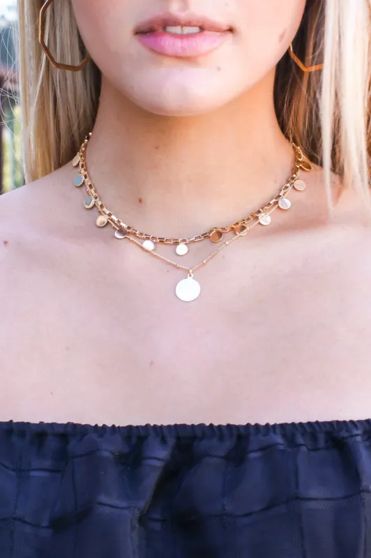 Here to There Coin Layered Necklace sold by Madison + Mallory