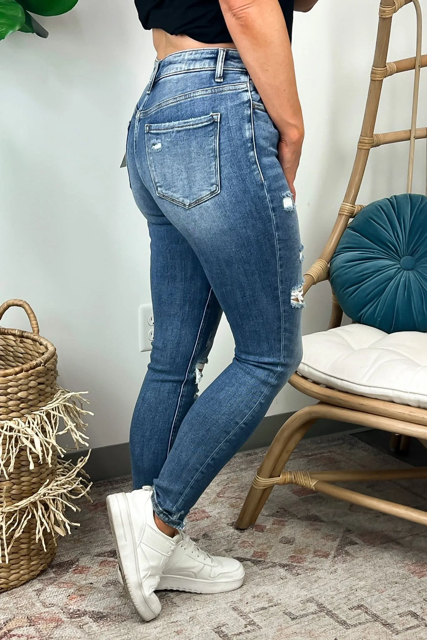 Aleesia High Rise Raw Hem Distressed Skinny Jeans - FINAL SALE sold by Madison + Mallory product image thumbnail 2