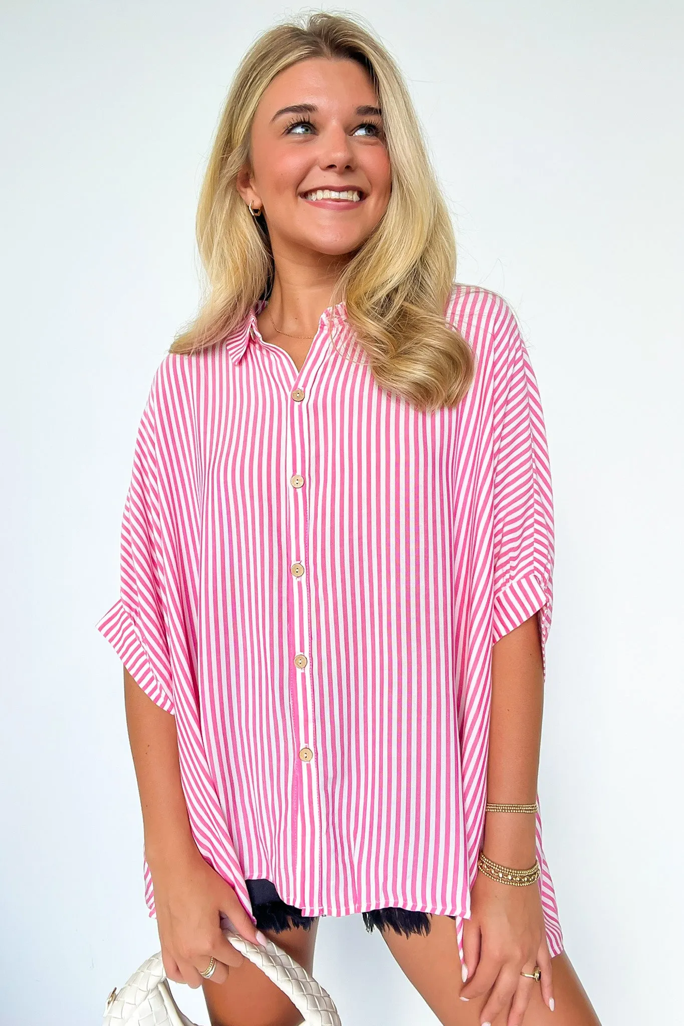 JoJo Striped Button Down Relaxed Top - BACK IN STOCK sold by Madison + Mallory product image thumbnail 5
