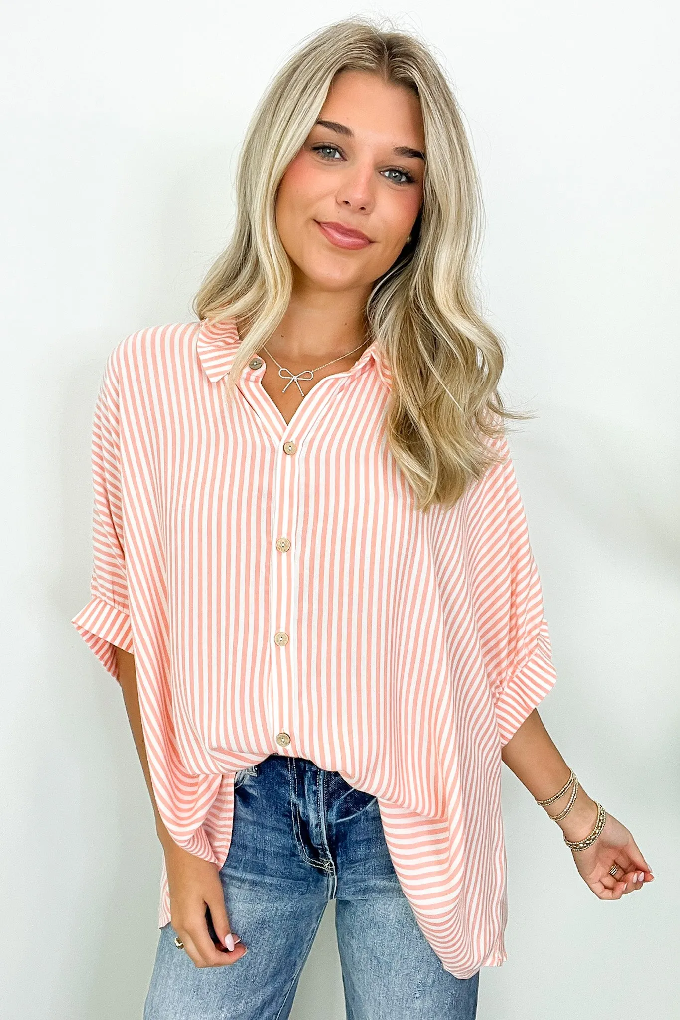 JoJo Striped Button Down Relaxed Top - BACK IN STOCK sold by Madison + Mallory product image thumbnail 4