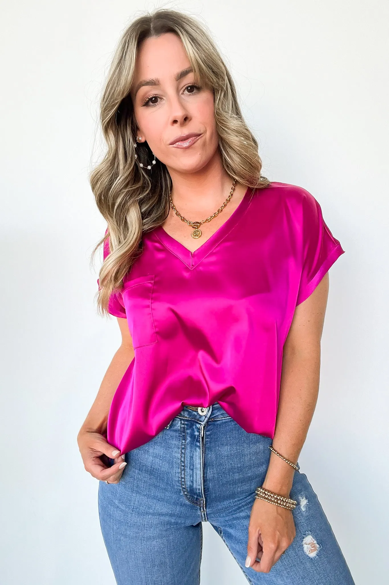 Elegant Mindset Satin Cap Sleeve Top - FINAL SALE sold by Madison + Mallory