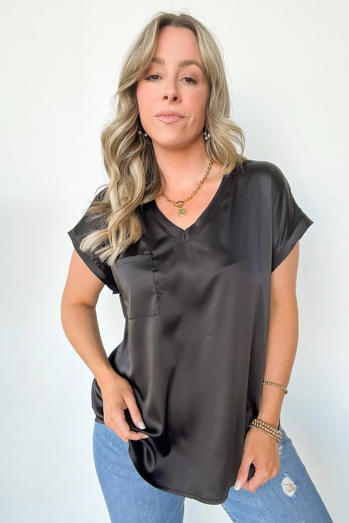 Elegant Mindset Satin Cap Sleeve Top - FINAL SALE sold by Madison + Mallory product image thumbnail 2