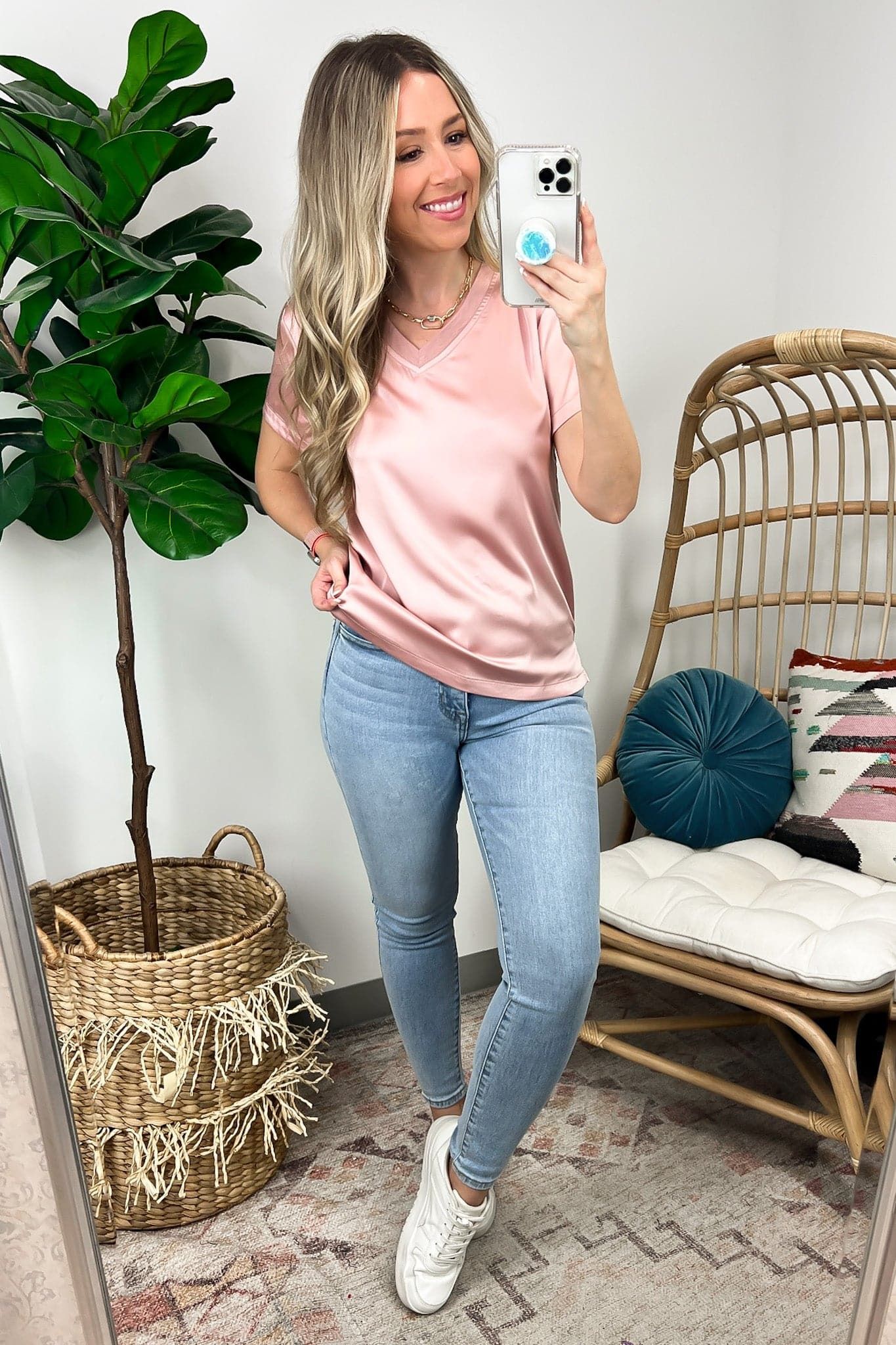 Chic Observation Satin V-Neck Top - FINAL SALE sold by Madison + Mallory product image thumbnail 3