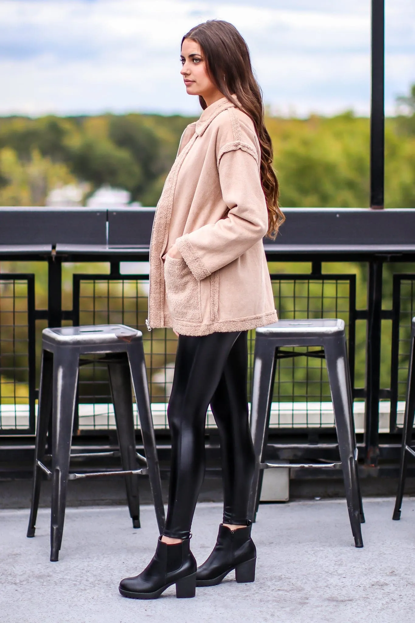 Chilly Weather Faux Suede Fur Trim Jacket - FINAL SALE sold by Madison + Mallory product image thumbnail 5