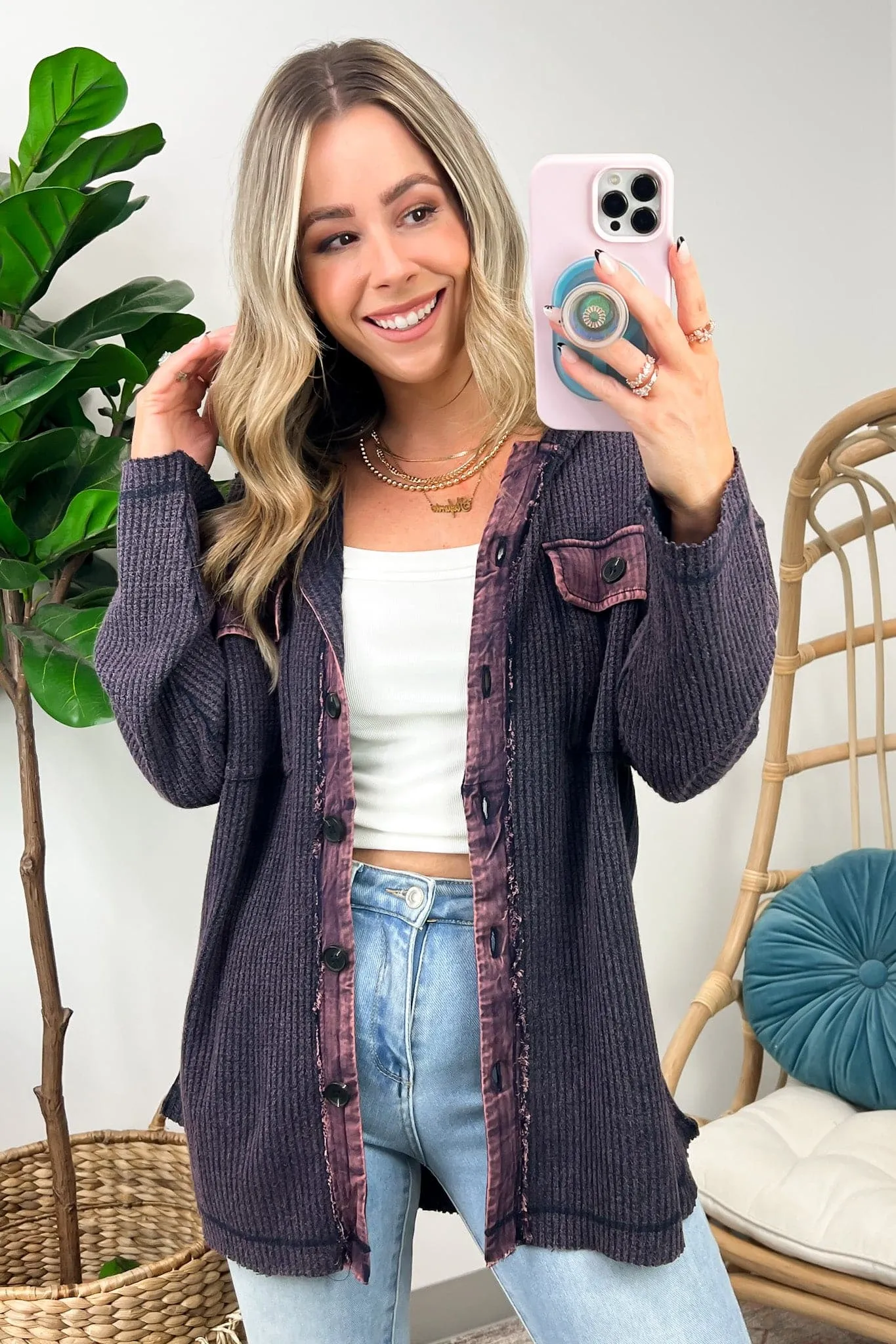 Aurinda Button Down Hooded Shacket - FINAL SALE sold by Madison + Mallory product image thumbnail 2