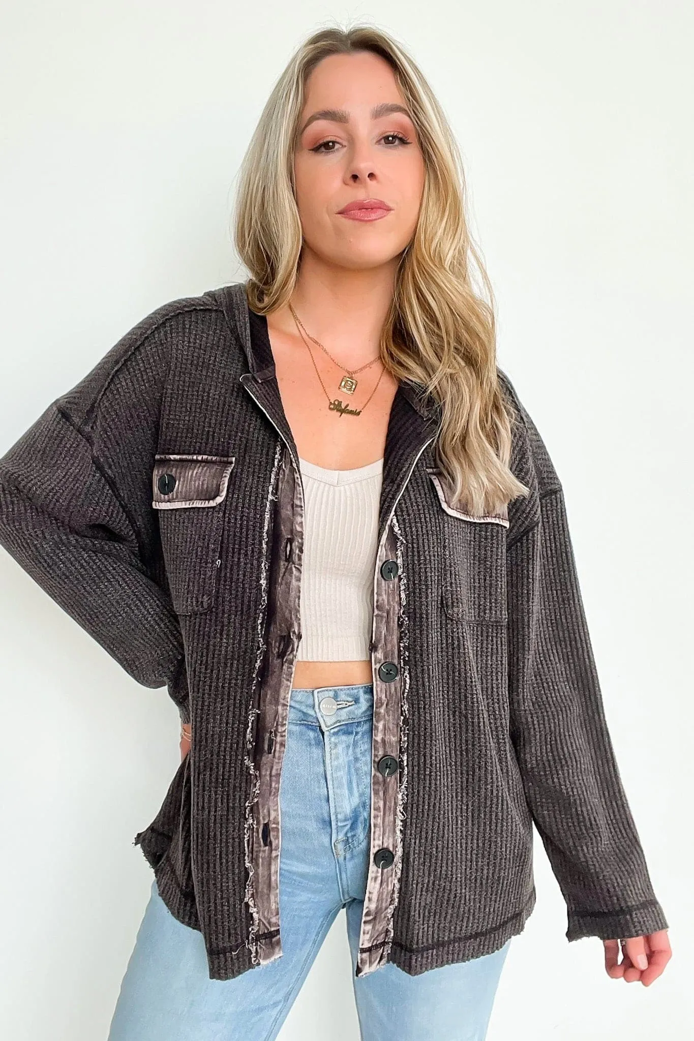 Aurinda Button Down Hooded Shacket - FINAL SALE sold by Madison + Mallory product image thumbnail 4