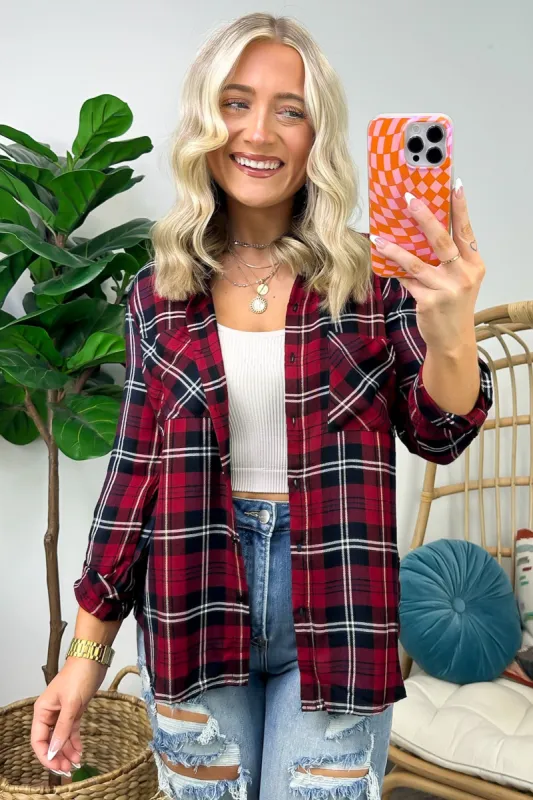 Emerie Oversized Plaid Button Down Top - FINAL SALE sold by Madison + Mallory