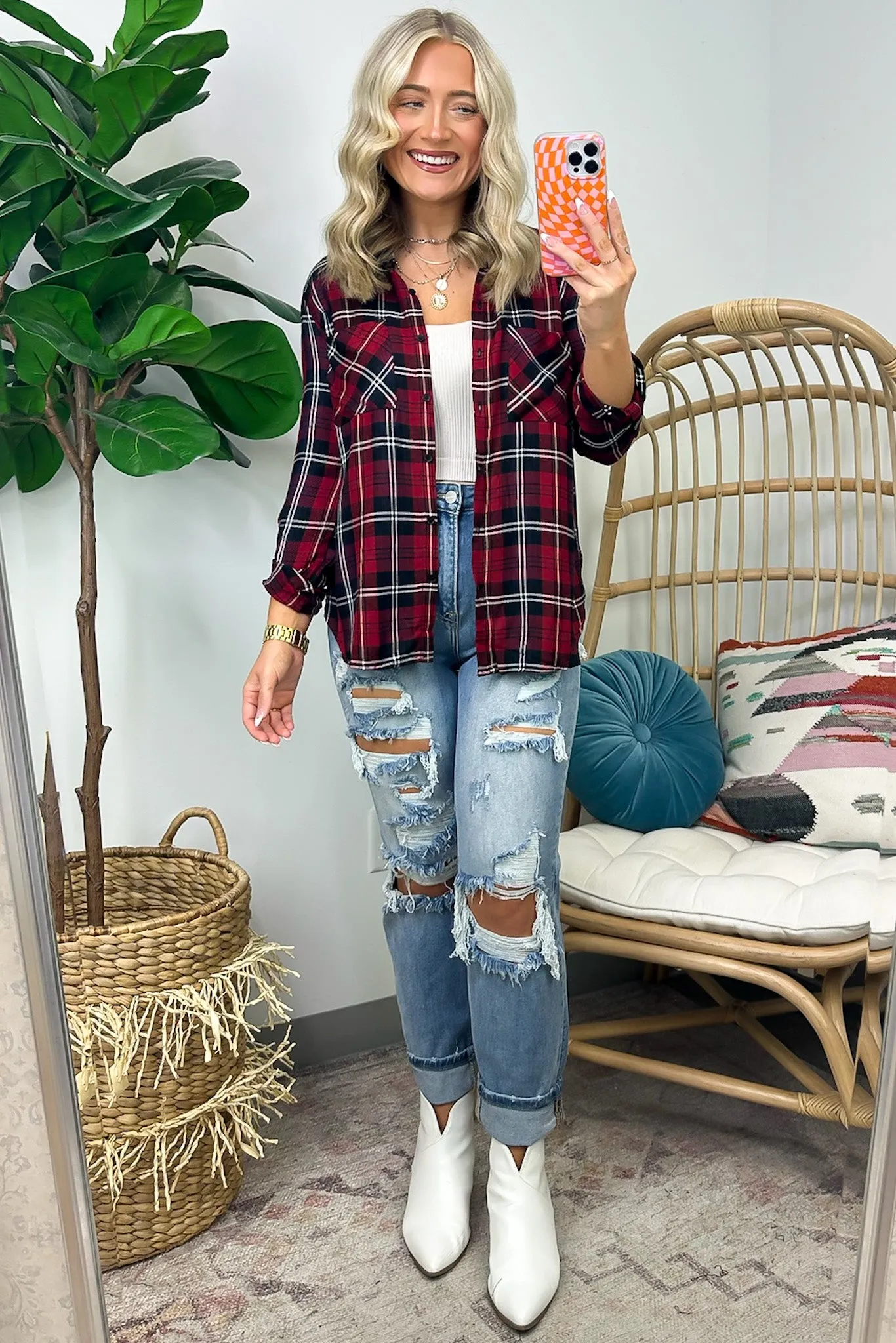 Emerie Oversized Plaid Button Down Top - FINAL SALE sold by Madison + Mallory product image thumbnail 5