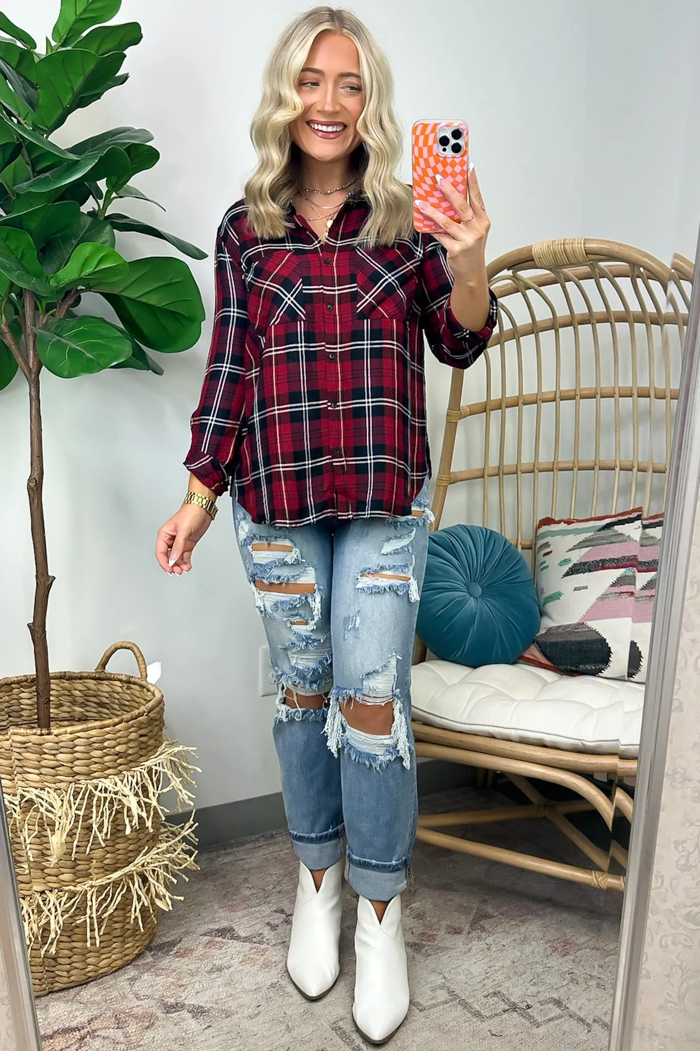 Emerie Oversized Plaid Button Down Top - FINAL SALE sold by Madison + Mallory product image thumbnail 3
